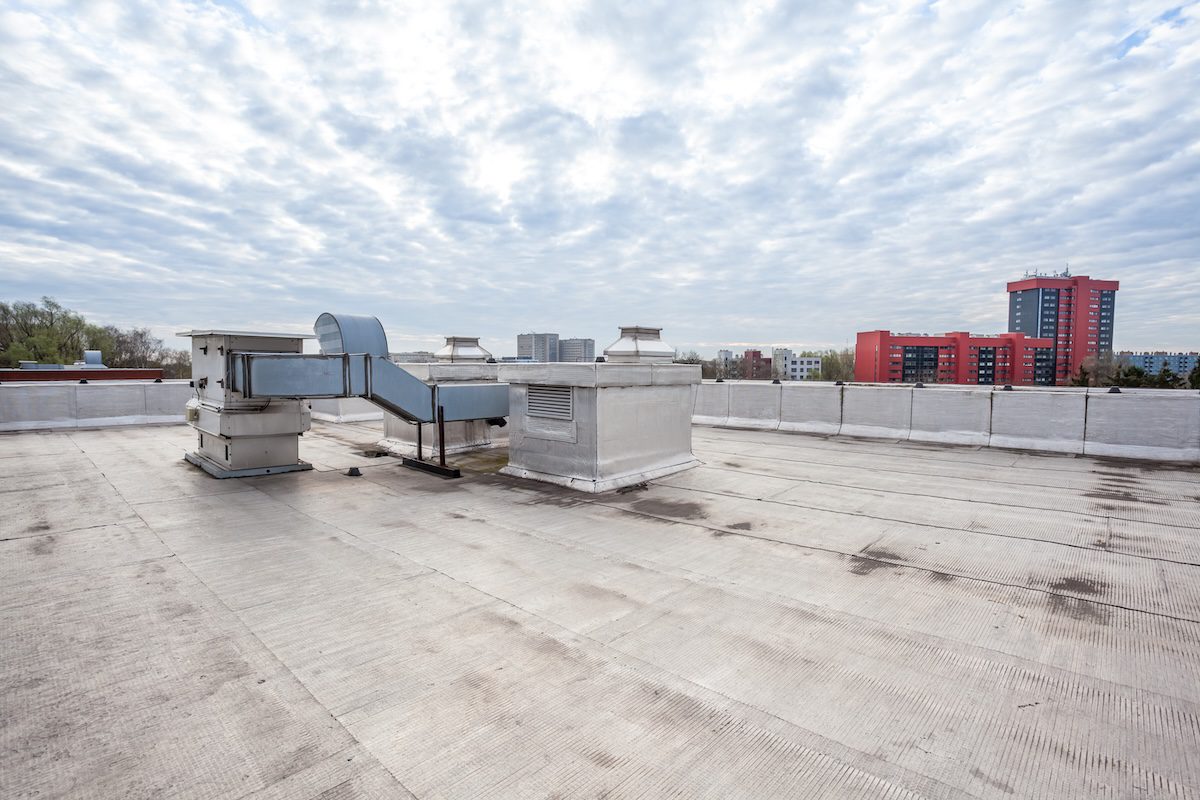 on an flat roof there cooling air conditioning