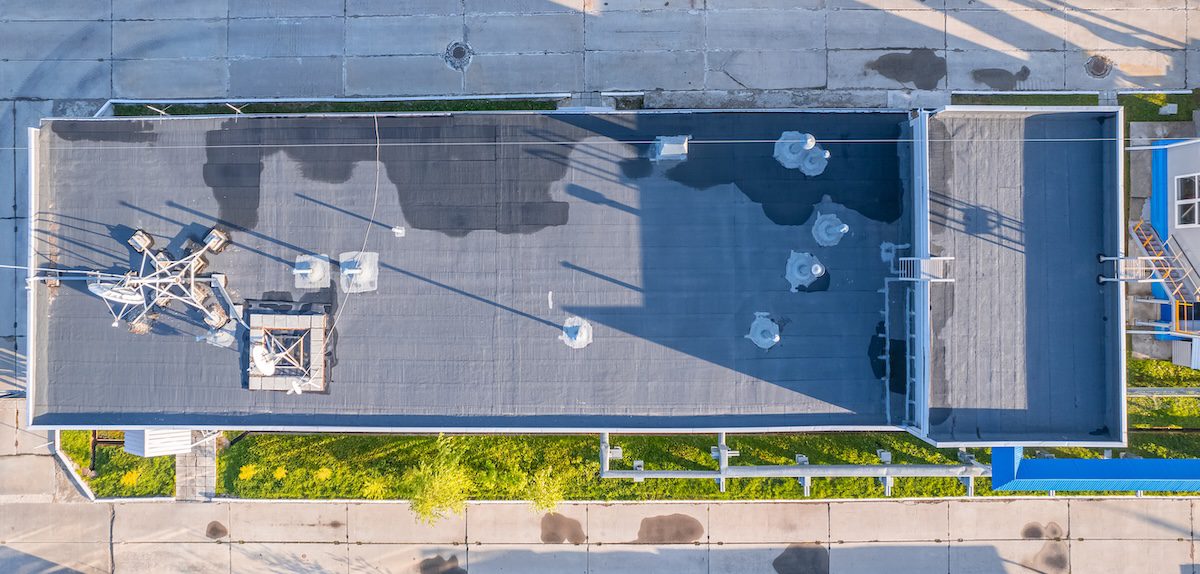 Industrial application of drone, Industry survey of roof building structures factory.