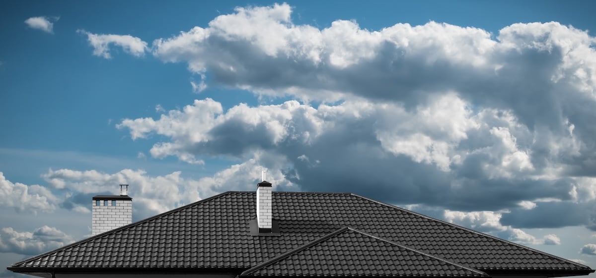 The roof of a newly built private house on a sunny day
