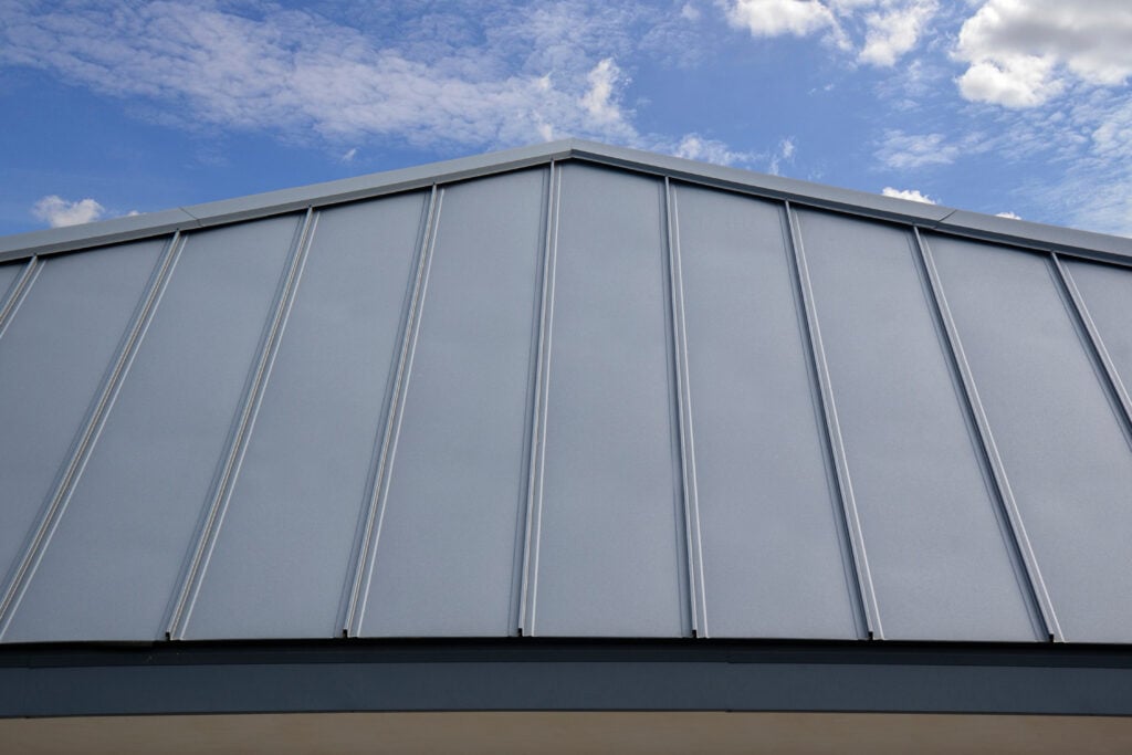 Seam Metal Roof on sky background