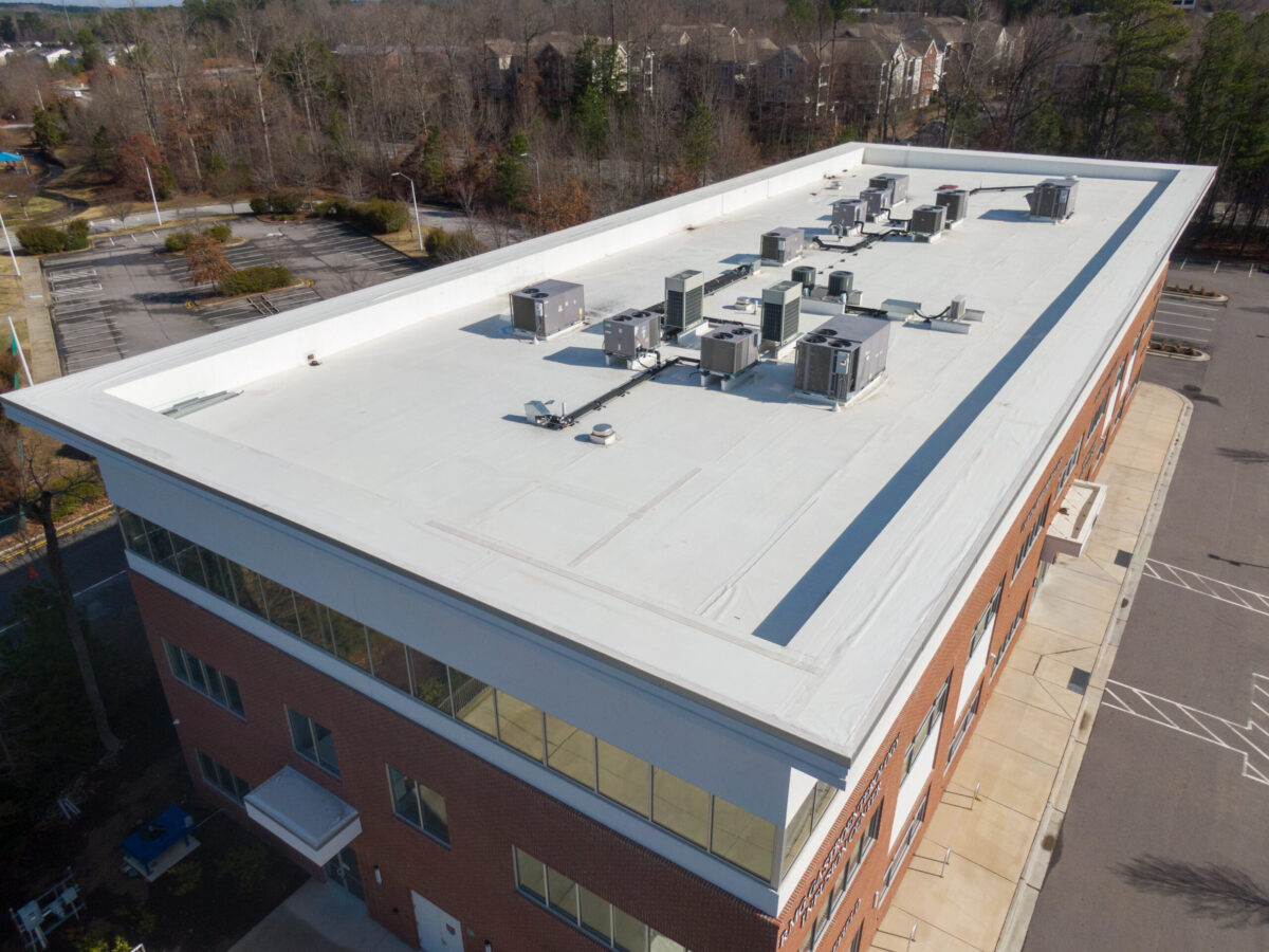 EPDM flat roof repair for commercial building in Fort Mill SC