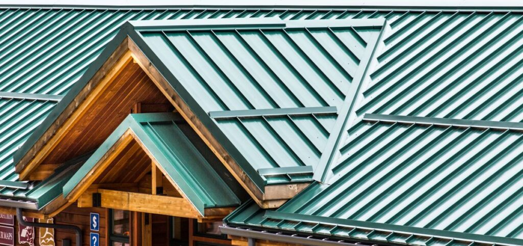 green metal roof insulation wooden walls service building