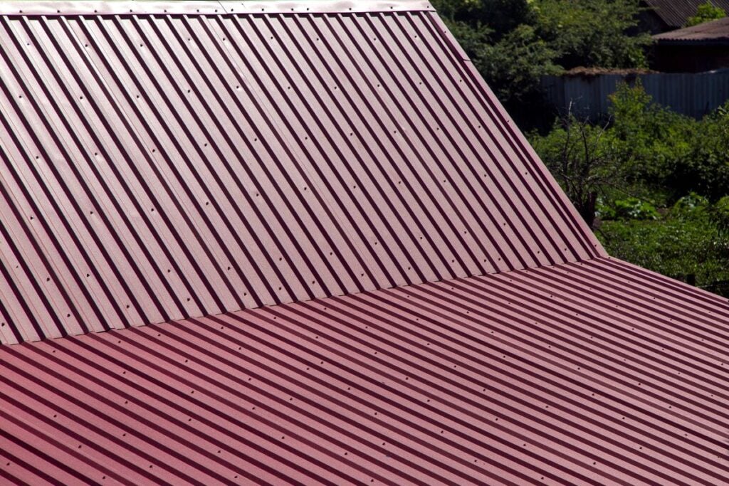 the metal gable roof covering