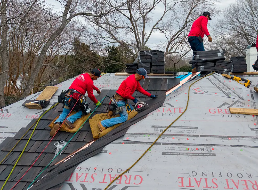 Copper flashing installed on luxury Charlotte roof