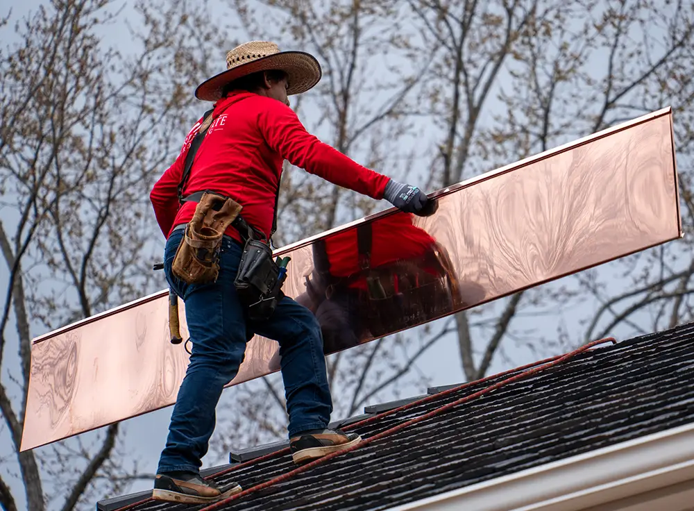 Flat-lock soldered copper roof system in Charlotte NC