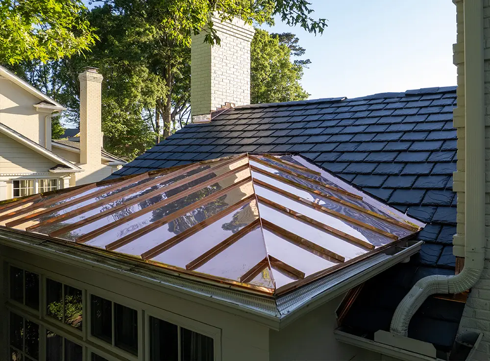 Handcrafted copper chimney cap in Charlotte NC