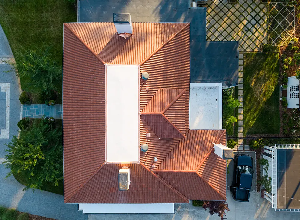 Spanish-style residence with synthetic barrel tile roofing
