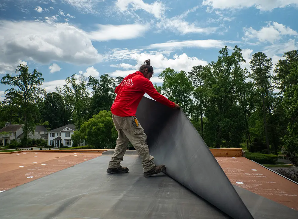 Decorative copper roof accents on Greensboro residence