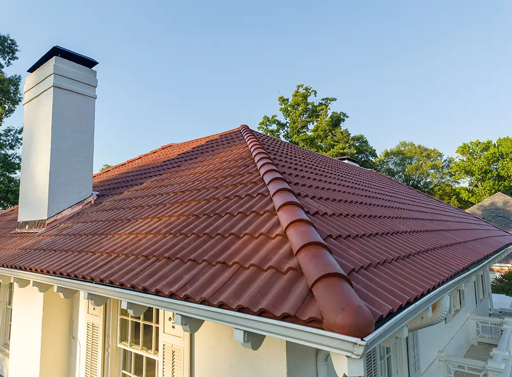 Tuscan Clay barrel tile and copper roofing details