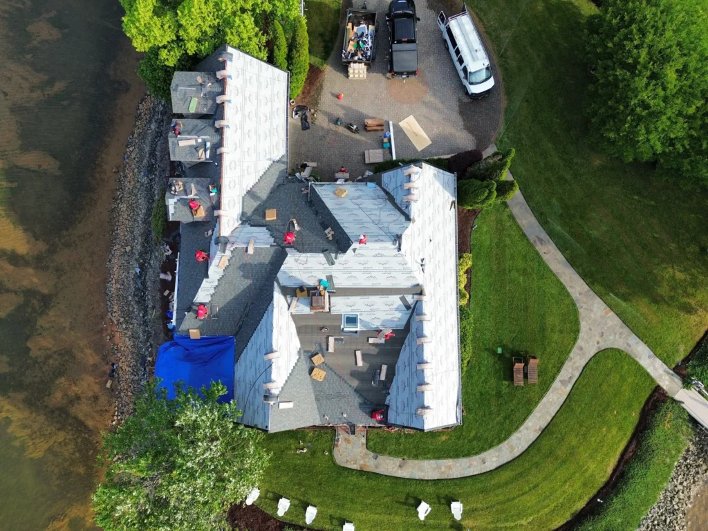 Residential skylight replacement during new roof installation in Mooresville NC 