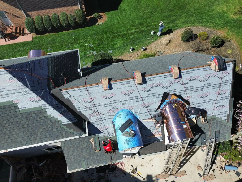 Residential skylight replacement during new roof installation in Mooresville NC 